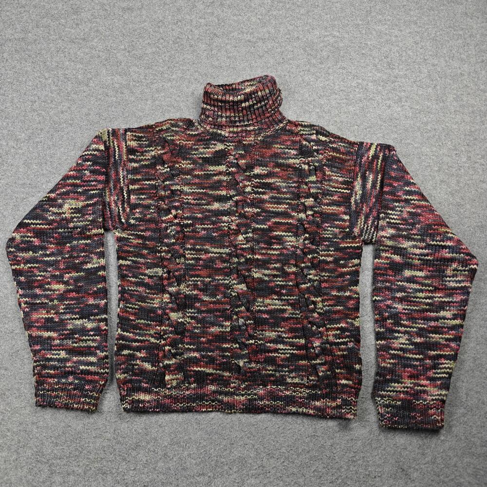 DRIES VAN NOTEN Sweater Mens Medium Multicolor Turtleneck Cable-Knit Pullover